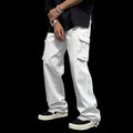 2024 Men Cargo Pants Black White Casual Pants Men'S Loose Straight Wide Leg Pants Men Hip-Hop Pocket Cargo Pants Mens Trousers