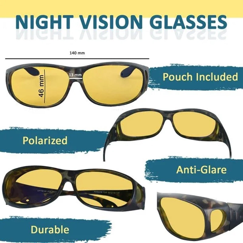 Fit over HD Day / Night Driving Glasses Wraparound Sunglasses for Men, Women - anti Glare Polarized Wraparounds
