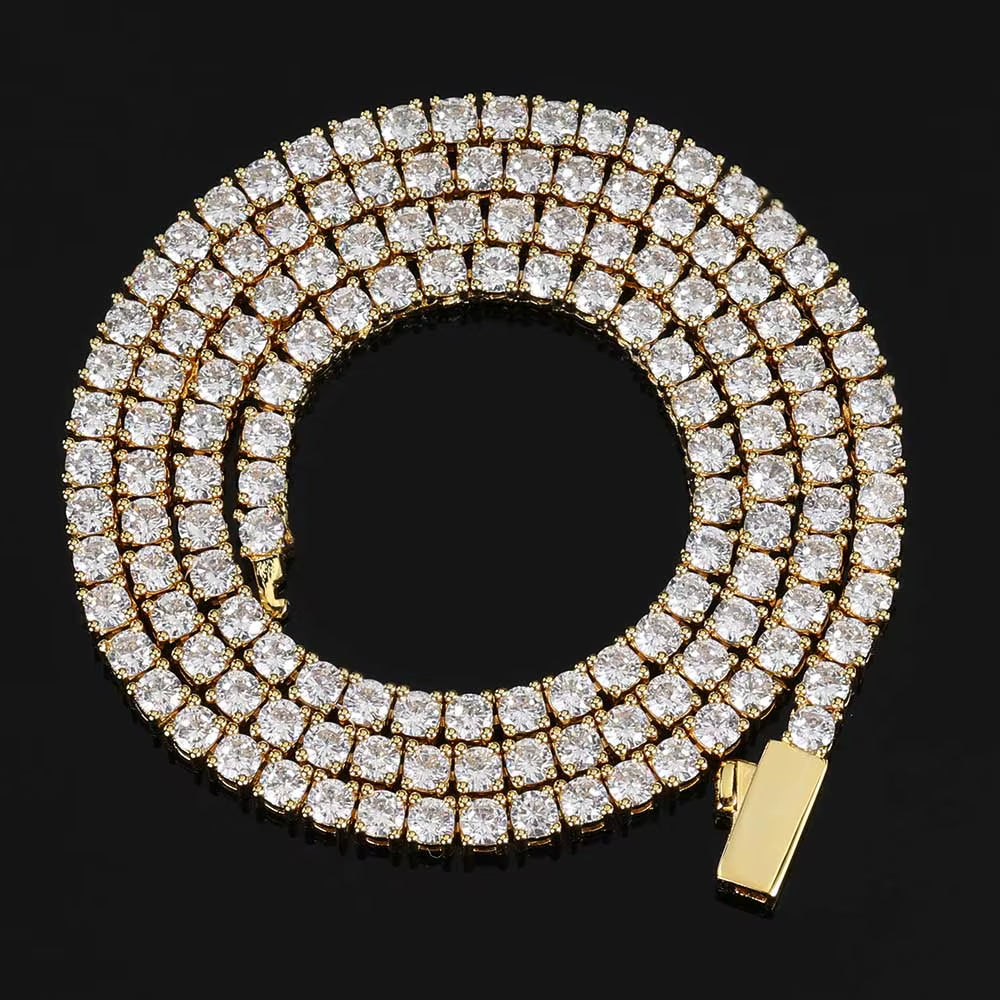 3Mm 4Mm 5Mm 1 Row Tennis Chain Bling Zircon Copper Material Necklace Hip Hop Man and Women Iced Out Jewelry Free Engrave Name