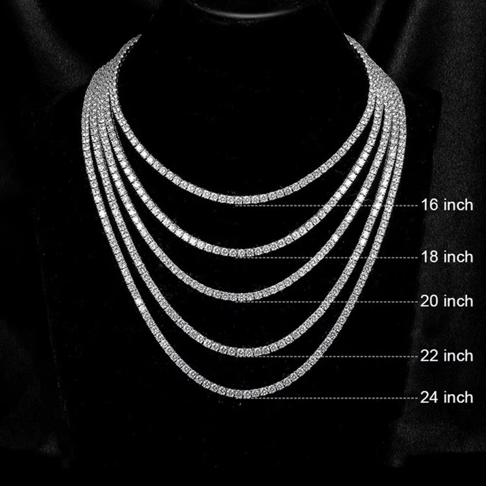 3Mm 4Mm 5Mm 1 Row Tennis Chain Bling Zircon Copper Material Necklace Hip Hop Man and Women Iced Out Jewelry Free Engrave Name
