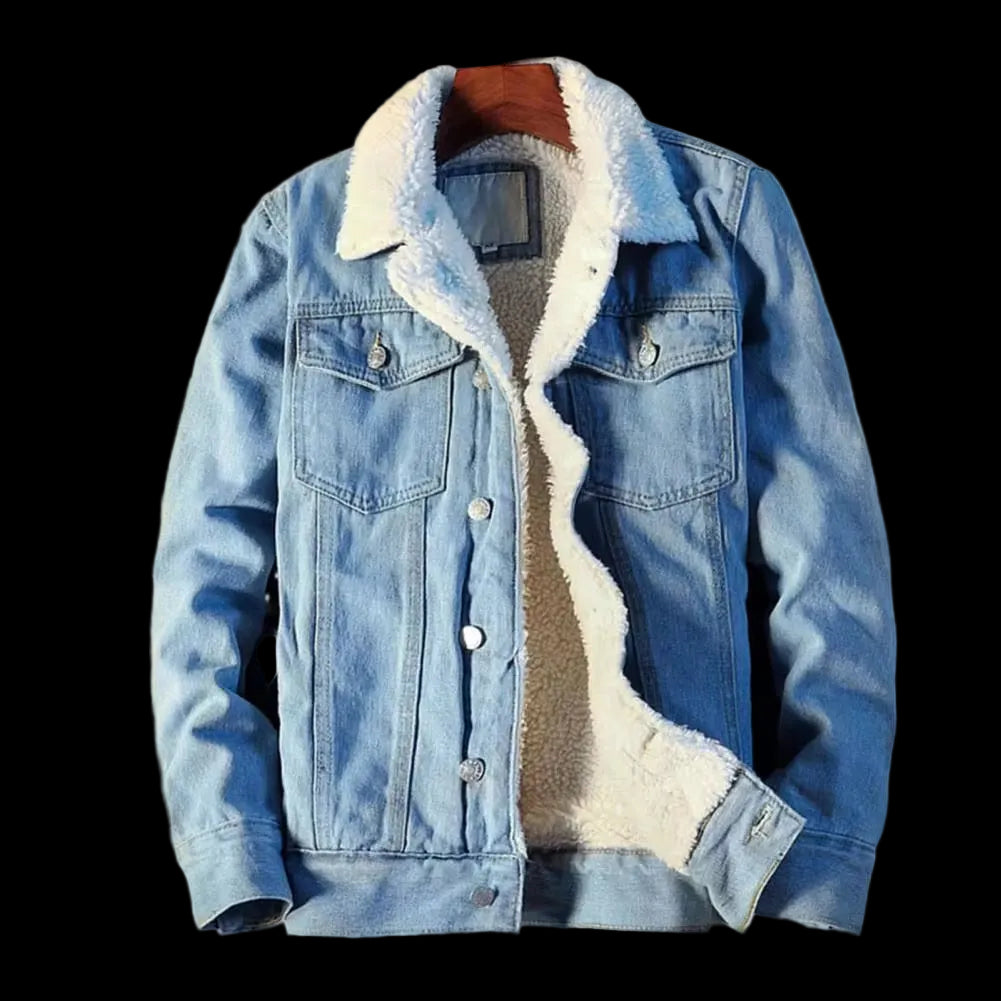 Men Winter Autumn Jacket Denim Inner Fleece Thicken Winter Jeans Jacket Coat Men'S Turn-Down Velvet Jacket Mens Fur Parkas