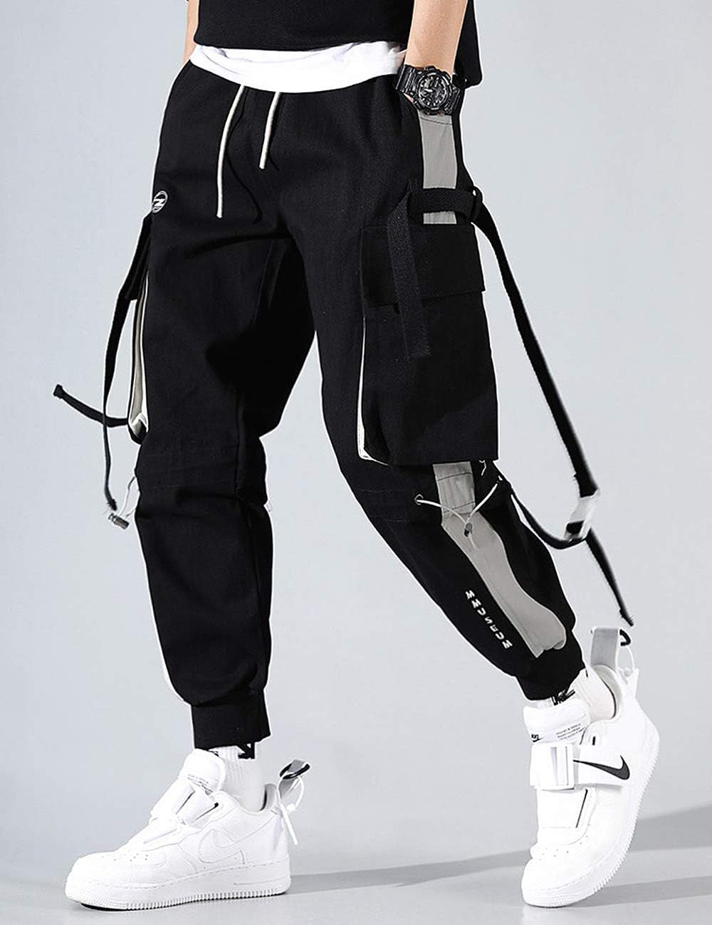 Men'S Punk Rock Street Harem Pants, Hip Hop Techwear Jogger Sport Pants