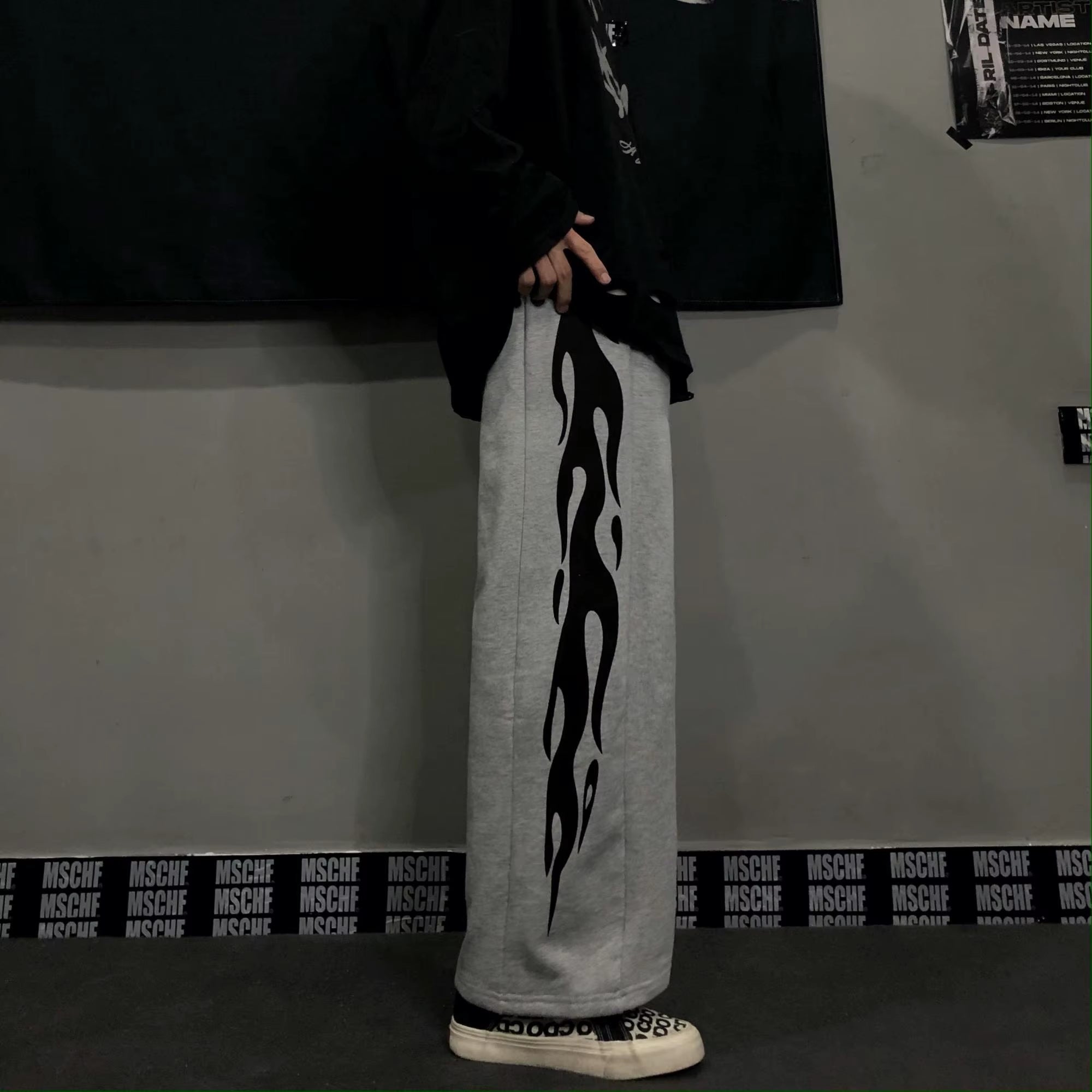 Japanese Y2K Oversize Graphic Wide Sweatpants Men Streetwear Print Casual Track Pants Male Sport Straight Trousers