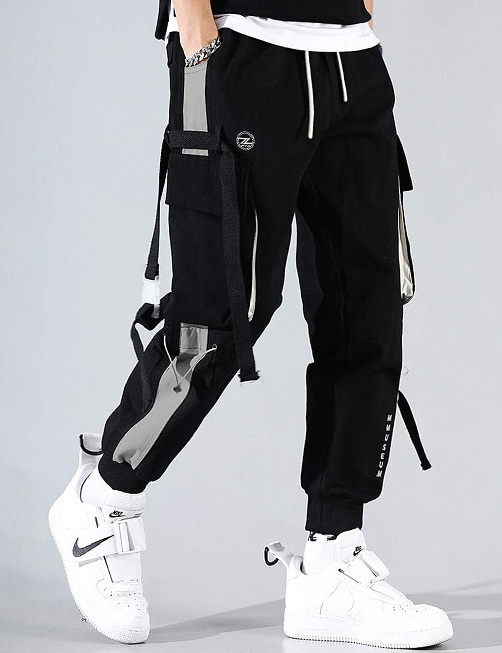 Men'S Punk Rock Street Harem Pants, Hip Hop Techwear Jogger Sport Pants