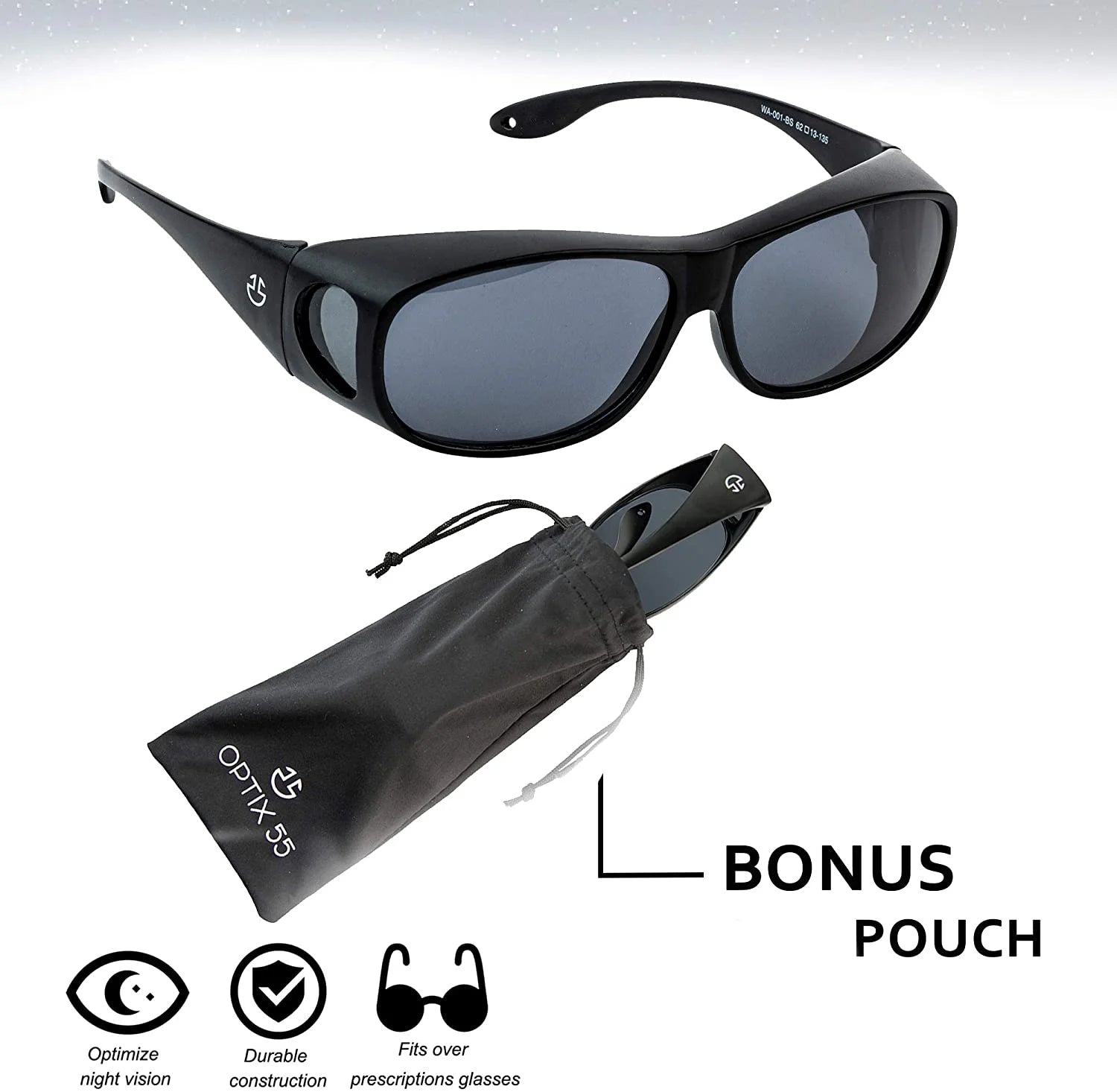 Fit over HD Day / Night Driving Glasses Wraparound Sunglasses for Men, Women - anti Glare Polarized Wraparounds