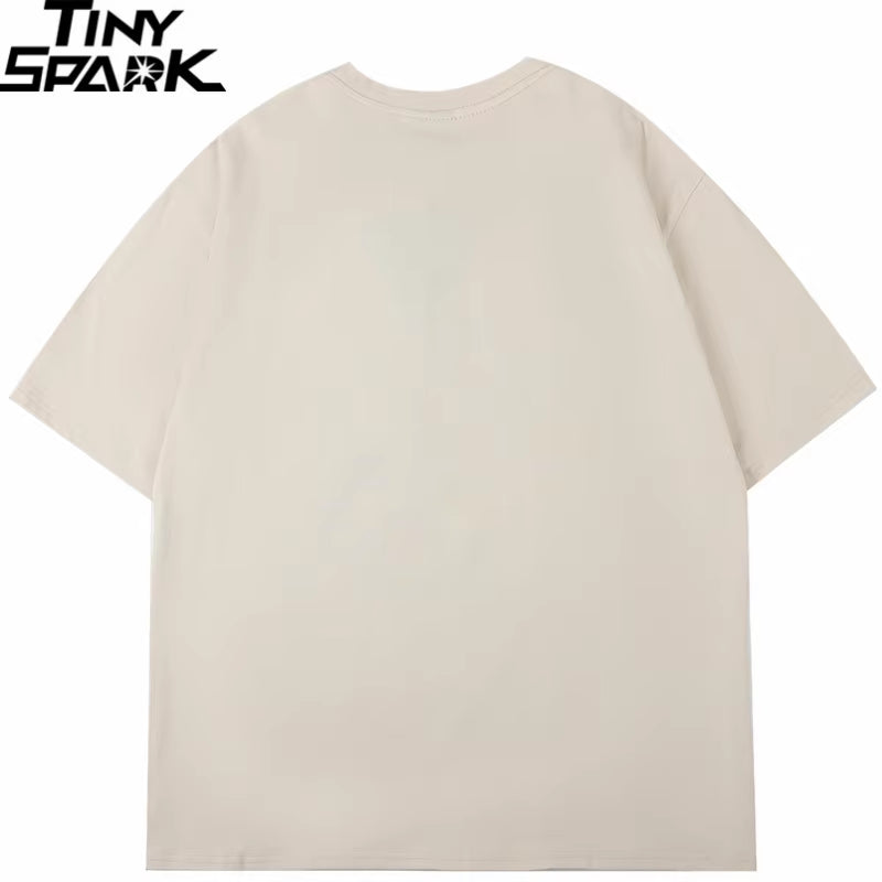 2025 New Streetwear Tshirt Hydra Cat Graphic T Shirt Men Cotton T-Shirt Hip Hop Loose Tops Tees Summer Short Sleeve Black White