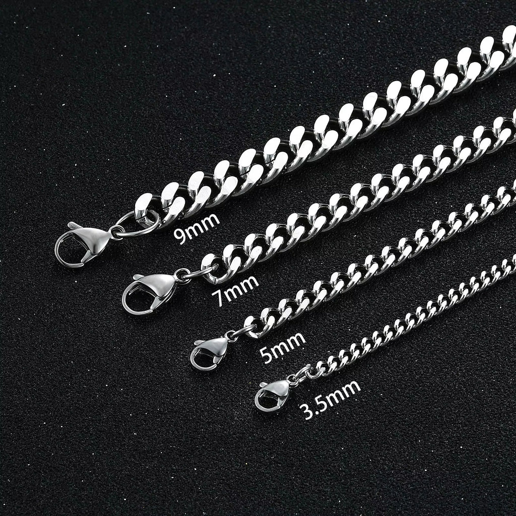 Mens Bracelet Stainless Steel Curb Cuban Chain for Fashion Steel Color Bracelet Women Jewelry Gift