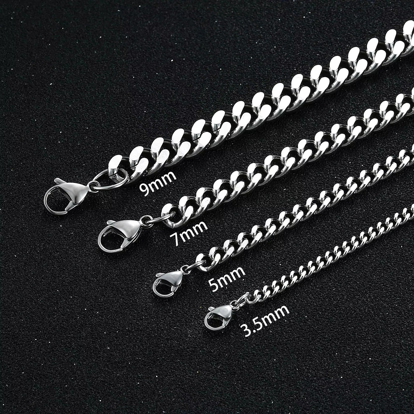 Mens Bracelet Stainless Steel Curb Cuban Chain for Fashion Steel Color Bracelet Women Jewelry Gift
